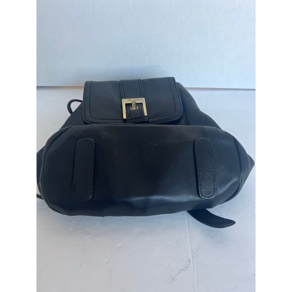 Sereta Premium Soft Black Leather Gold Accent Mini Backpack Shoulder Bag Purse - Picture 13 of 14